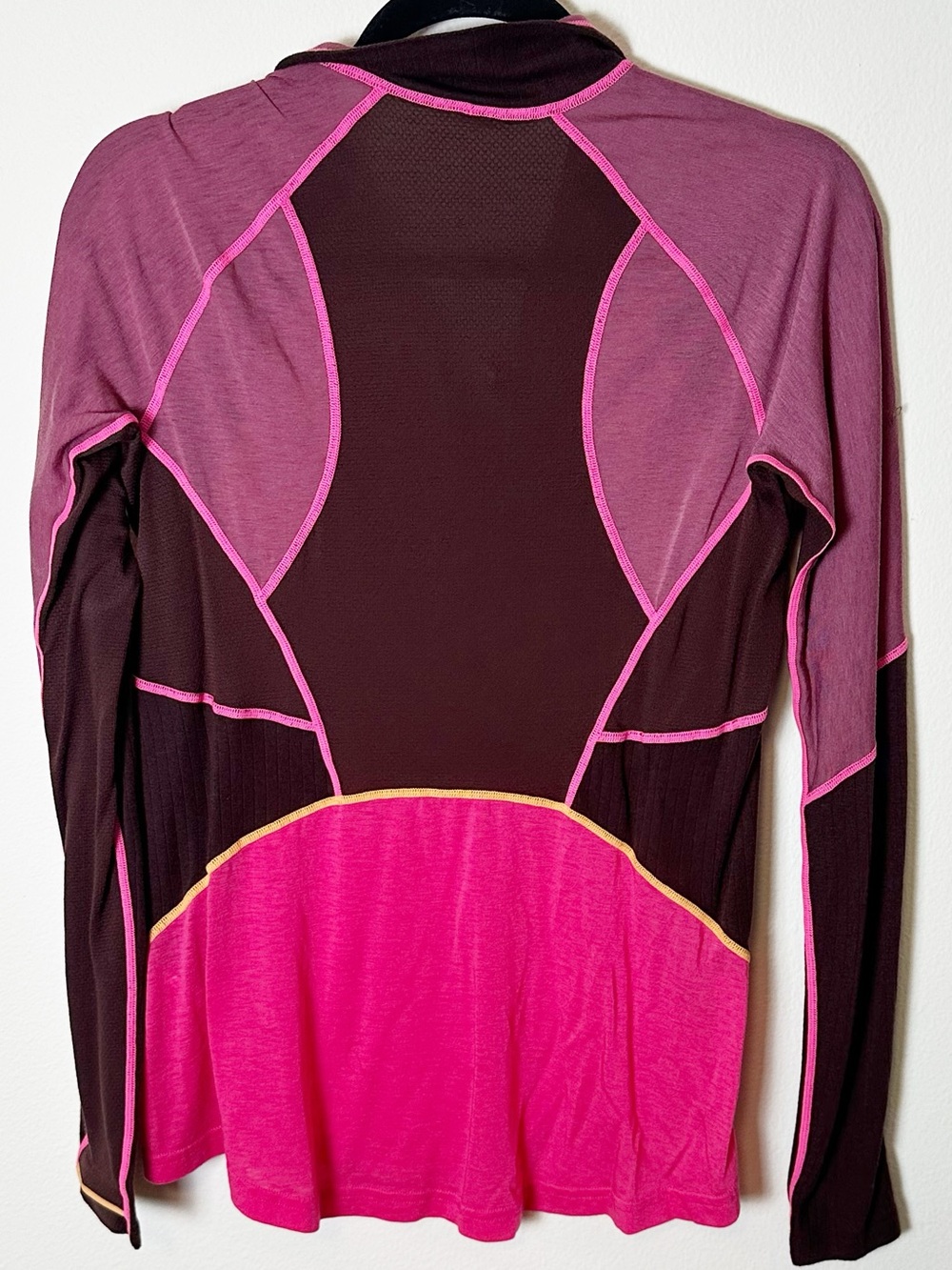 Kari Traa Alma Half Zip Berry Hot Pink Brown Merino Wool Blend Large - Picture 4 of 8